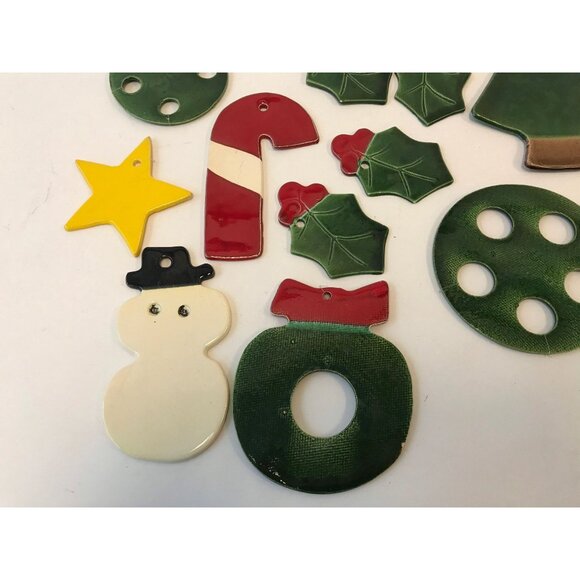 Vtg 13 Christmas Ceramic Pieces "JAM" Jo Anne Marquardt Loose From Wind Chimes - Picture 9 of 10